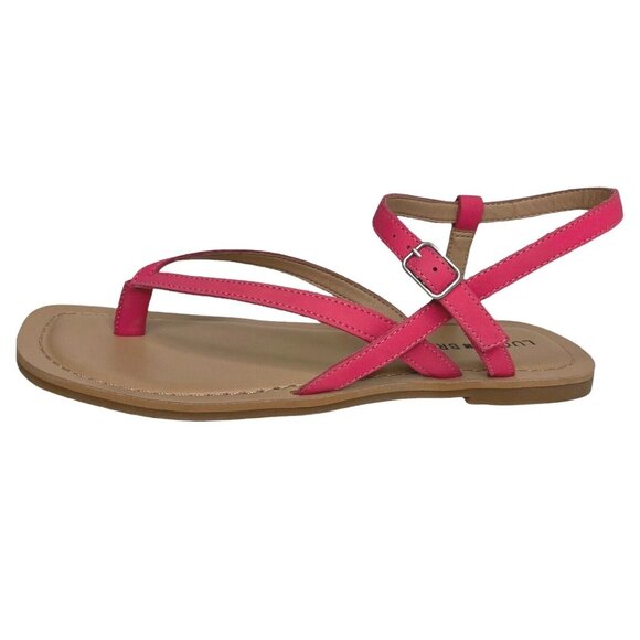 Lucky Brand Shoes - Lucky Brand Womens Leather Flat Sandals Size 9 Paradise Pink Strappy Thong Style